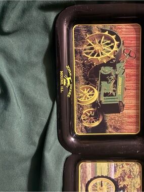 3 John Deere Tin Trays 2002 Model ANH C GH Trinket Coin Dish 6.5"x4.5" Decor